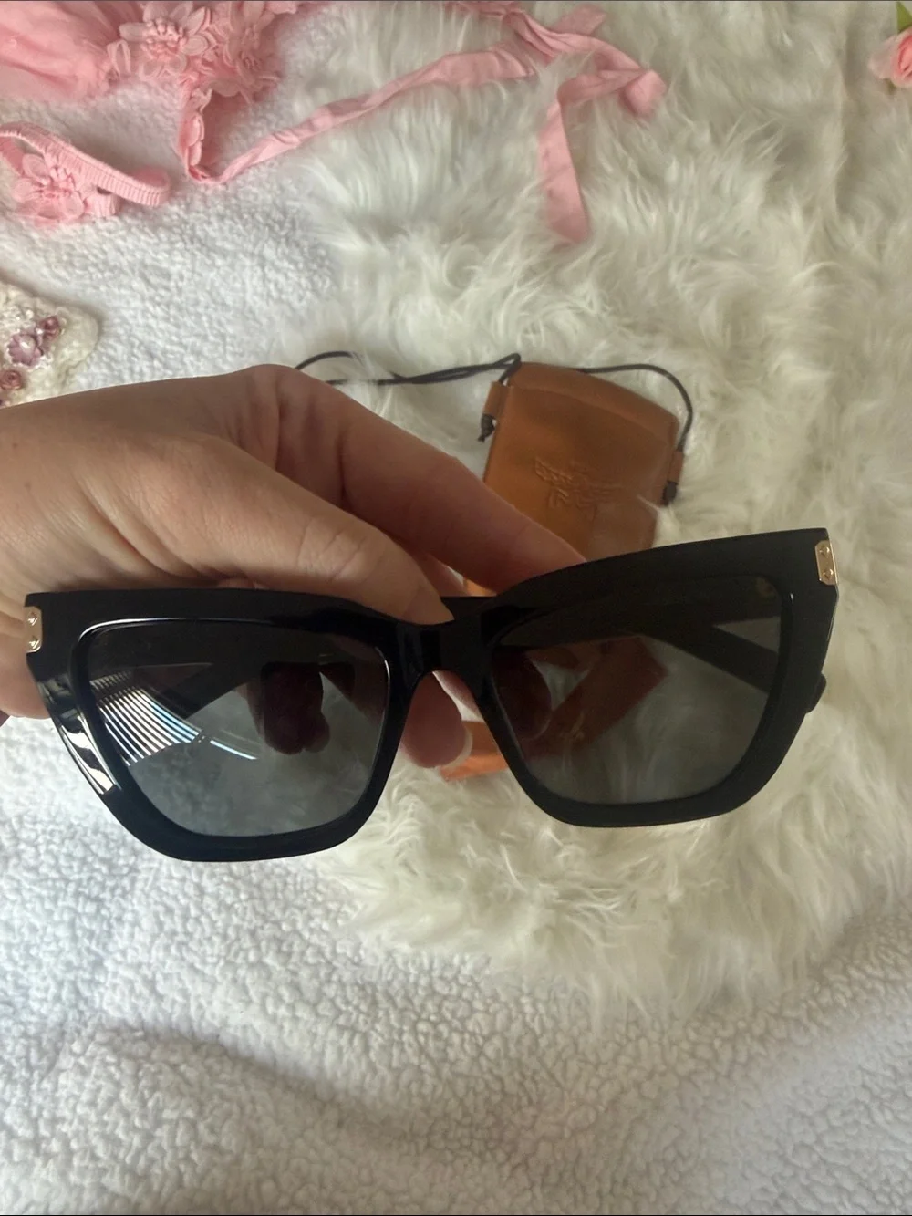 MCM NEW Leather Crossbody Pouch with Black Sunglasses